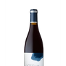 Wine bottle with a blue label on a white background
