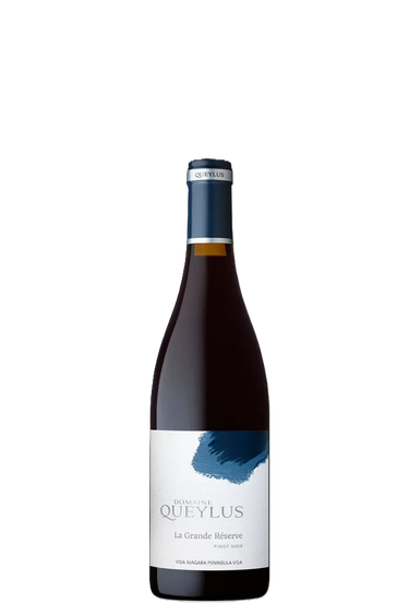 Wine bottle with a blue label on a white background