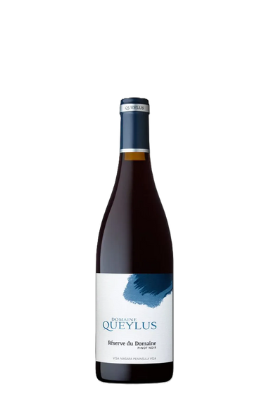 Wine bottle with 'Queylus' label on a white background