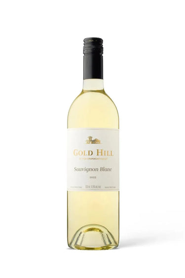 Gold Hill Sauvignon Blanc wine bottle on a white background