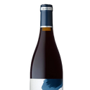 Wine bottle with a blue label on a white background