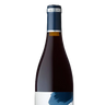 Wine bottle with a blue label on a white background