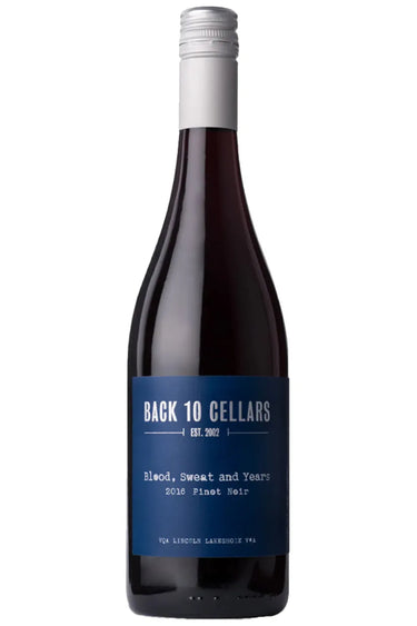 Wine Blood Sweat & Years Pinot Noir 2021, Back 10 Cellars volume 750 mL