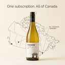Bottle of Malvoire wine with a map of Canada in the background